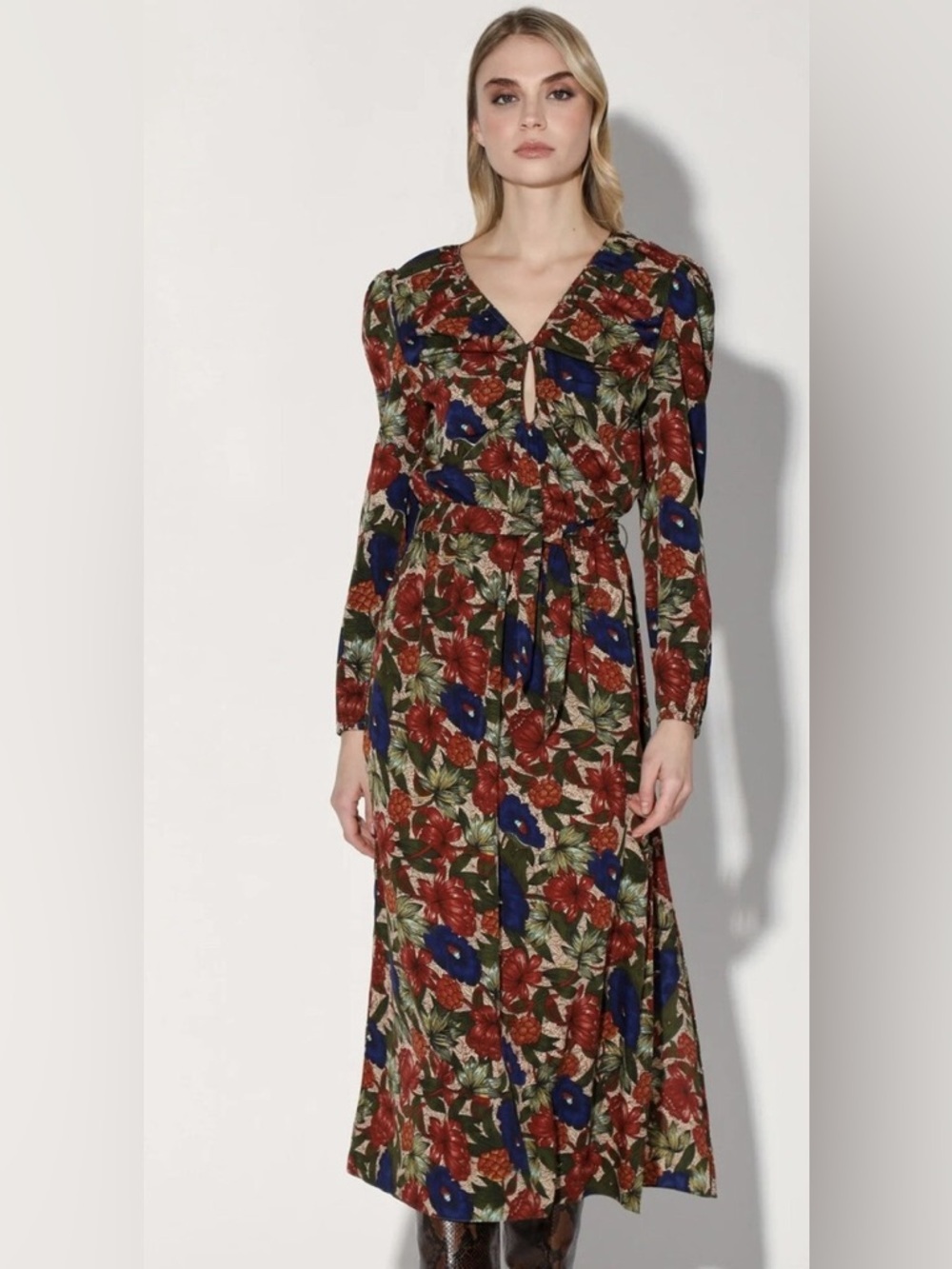 NWT! Walter Baker VIVA MIDI DRESS in color ROYAL GARDEN. Size Medium - Picture 2 of 13